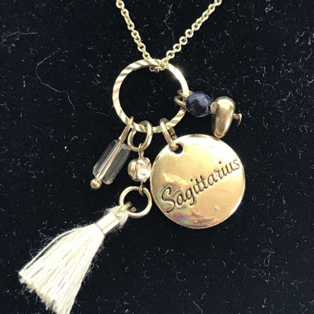 Sagittarius Astrology charms 18" Gold tone Necklace